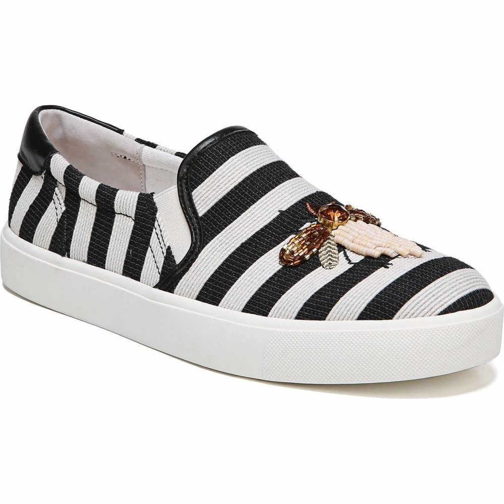 Sam Edelman Loafers Insect Embroidered Striped Quirky Unique Cream White 7.5